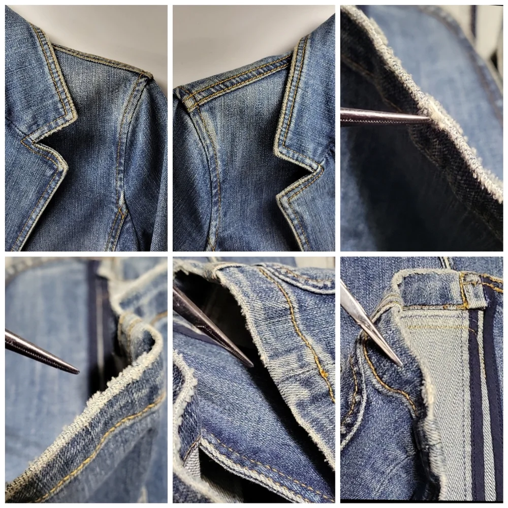 Tommy Hilfiger Vintage Y2K Denim Jean Jacket Women Medium Petite Grunge Punk - Picture 12 of 12